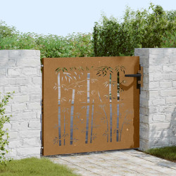 Portão de jardim 85x100 cm aço corten design bambu