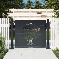 Portão de jardim 100x75 cm aço design árvore antracite