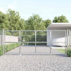 Portão de jardim em tela metálica cor prata 350x125 cm aço galvanizado.
