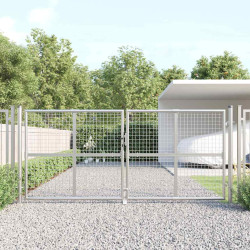 Portão de jardim em tela metálica cor prata 300x125 cm aço galvanizado.