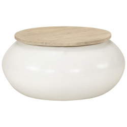 Mesa de centro 51x51x27 cm madeira de mangueira maciça branco