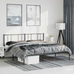 Estrutura de cama com cabeceira 193x203 cm metal preto