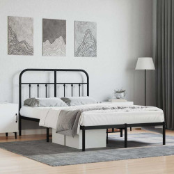 Estrutura de cama com cabeceira 120x200 cm metal preto