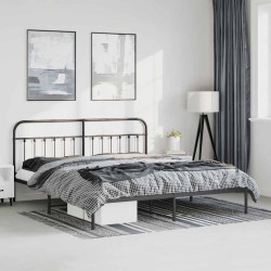 Estrutura de cama com cabeceira 183x213 cm metal preto