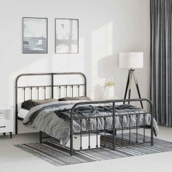 Estrutura de cama com cabeceira e pés 135x190 cm metal preto