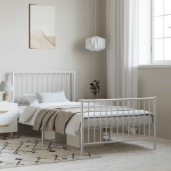 Estrutura de cama com cabeceira e pés 100x200 cm metal branco