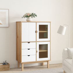 Armário alto otta 85x43x125 cm pinho maciço castanho/branco
