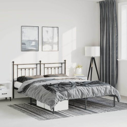 Estrutura de cama em metal com cabeceira 150x200 cm preto
