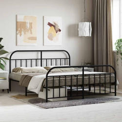 Estrutura de cama sem colchão com pés 180x200 cm preto