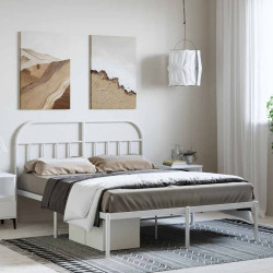 Estrutura de cama com cabeceira 135x190 cm metal branco