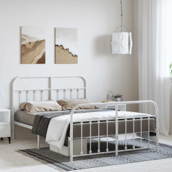 Estrutura de cama com cabeceira e pés 150x200 cm metal branco