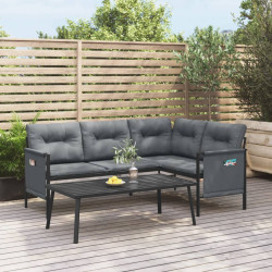 2 Pcs conjunto lounge de jardim aço antracite