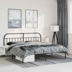 Estrutura de cama com cabeceira 193x203 cm metal preto