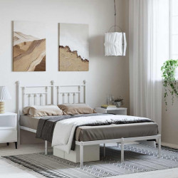 Estrutura de cama com cabeceira 135x190 cm metal branco
