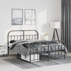Estrutura de cama com cabeceira e pés 150x200 cm metal preto