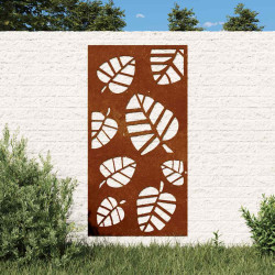 Decoração p/ muro de jardim 105x55 cm aço corten design folhas
