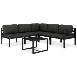 6 Pcs conjunto lounge jardim com almofadões alumínio antracite