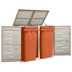 Abrigo duplo para caixote do lixo 138x77,5x115 cm aço inox