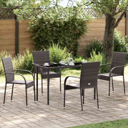 Cadeiras de exterior empilháveis 4 pcs vime PE castanho