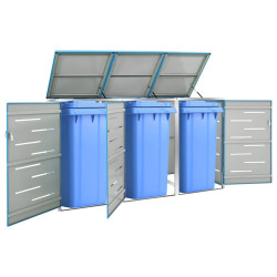 Abrigo triplo para caixotes do lixo 207x77,5x115 cm aço inox