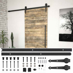 Kit de ferragens para porta deslizante skien 200 cm aço preto