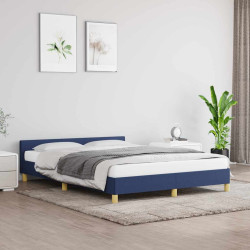 Estrutura cama c/ cabeceira sem colchão 140x190 cm tecido azul