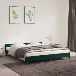 Estrutura de cama sem colchão 160x200 cm veludo verde-escuro