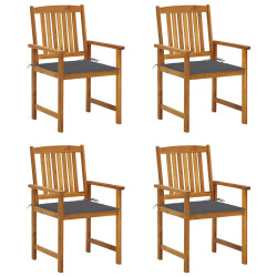 Cadeiras de jardim c/ almofadões 4 pcs madeira de acácia maciça