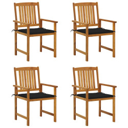 Cadeiras de jardim c/ almofadões 4 pcs madeira de acácia maciça