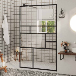 Divisória de chuveiro c/ vidro transparente esg 100x195cm preto