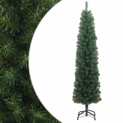 Árvore de natal artificial fina com suporte 240 cm PVC verde