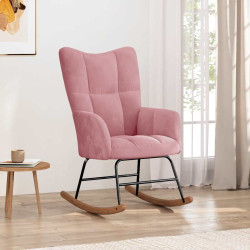 Cadeira de baloiço veludo rosa