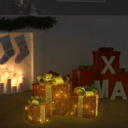 Caixas de presente de natal decorativas 3 pcs int/ext. vermelho
