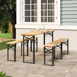 3 Pcs conjunto mesas de cerveja dobráveis madeira abeto maciça