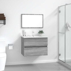 2 Pcs conjunto móveis wc derivados de madeira sonoma cinza
