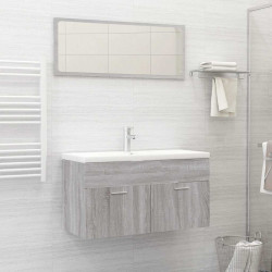 2 Pcs conjunto móveis wc derivados de madeira sonoma cinza