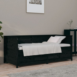 Sofá-cama 90x190 cm madeira de pinho maciça preto