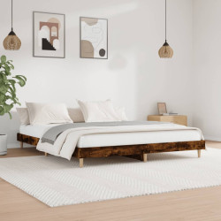 Estrutura de cama s/ colchão derivados madeira carvalho fumado