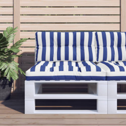 Almofadão para sofá de paletes 80x40x12 cm tecido azul/branco
