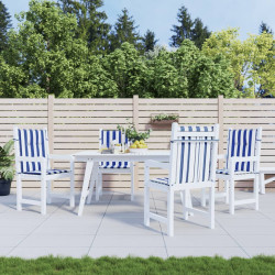Almofadões cadeira encosto baixo 4pcs tecido riscas azul/branco