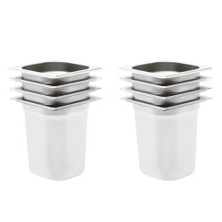 Recipientes gastronorm 8 pcs gn 1/6 200 mm aço inoxidável