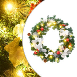 Grinalda de natal com luzes LED 60 cm PVC verde