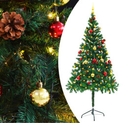 Árvore de natal artificial pré-iluminada + enfeites 180cm verde