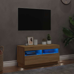 Móvel de TV com luzes LED 80x35x40 cm carvalho sonoma