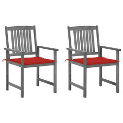 Cadeiras de jardim com almofadões 2 pcs acácia maciça cinza