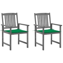 Cadeiras de jardim com almofadões 2 pcs acácia maciça cinza