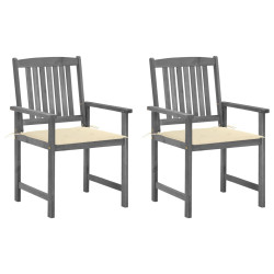 Cadeiras de jardim com almofadões 2 pcs acácia maciça cinza