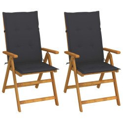 Cadeiras jardim reclináveis c/ almofadões 2 pcs acácia maciça