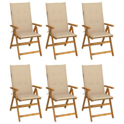 Cadeiras de jardim dobráveis c/ almofadões 6 pcs acácia maciça