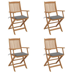 Cadeiras de jardim dobráveis c/ almofadões 4 pcs acácia maciça